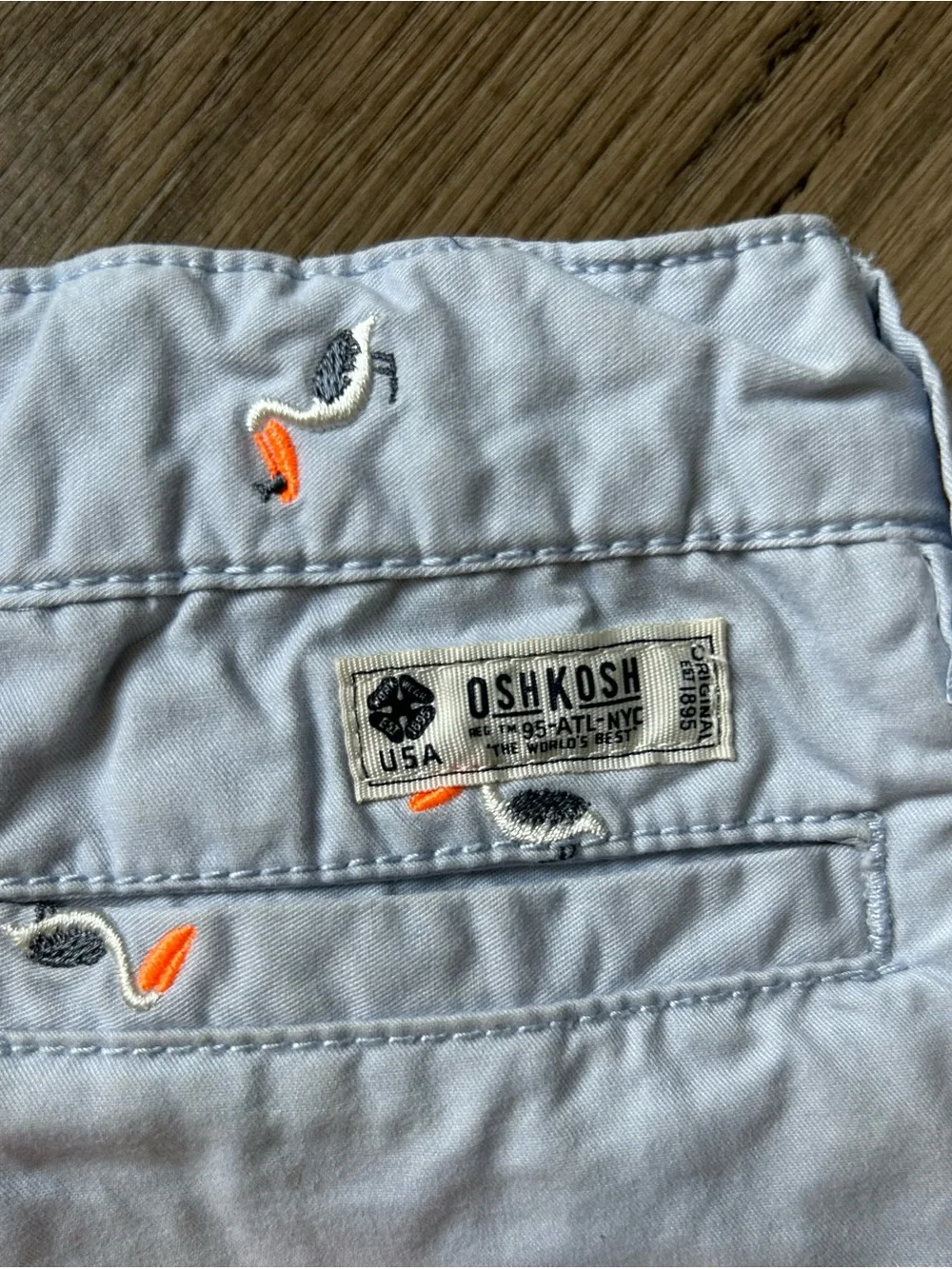 OshKosh B'gosh Light Blue Embroidered Puffin Shorts